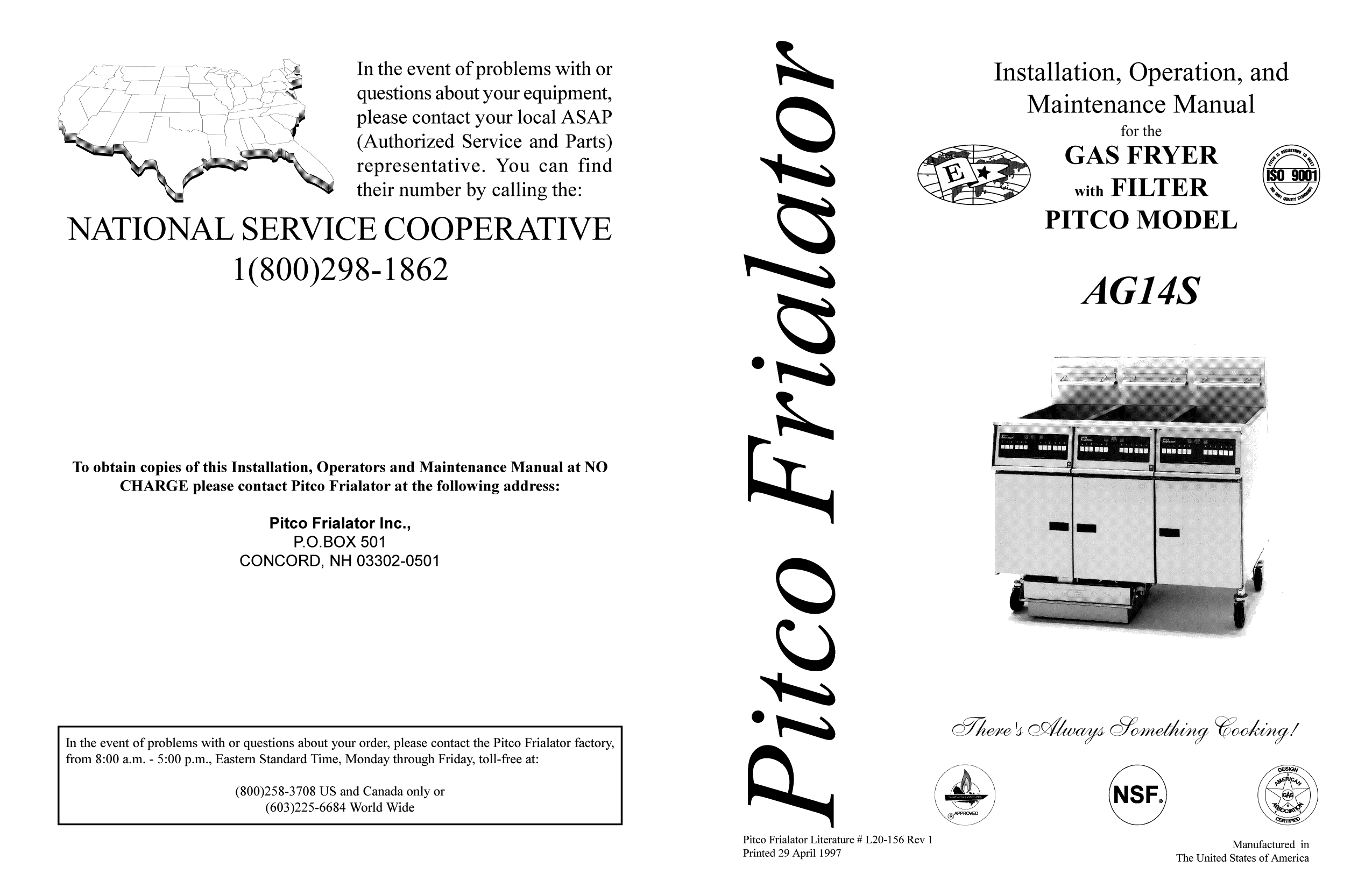 Pitco Frialator AG14S Operation Manual Manualzz
