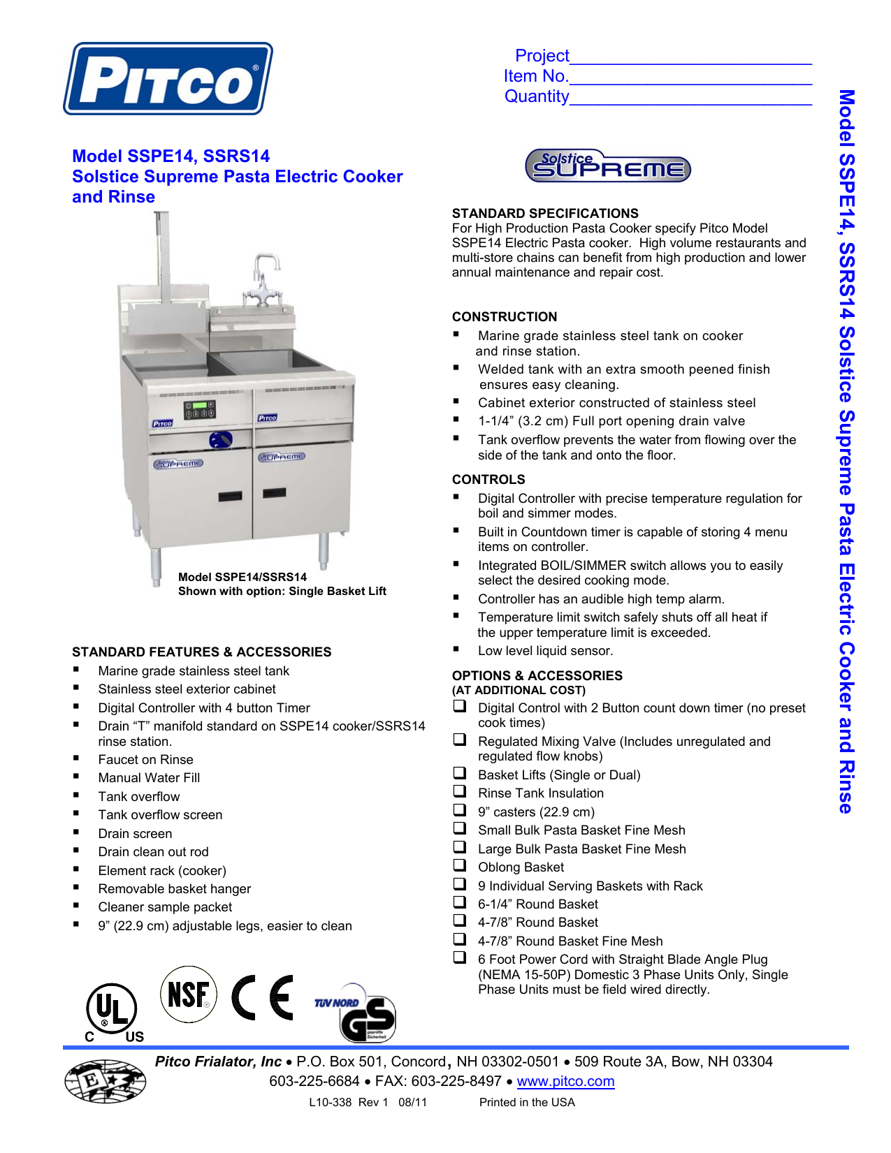 Pitco Frialator SSPE14 User manual | Manualzz