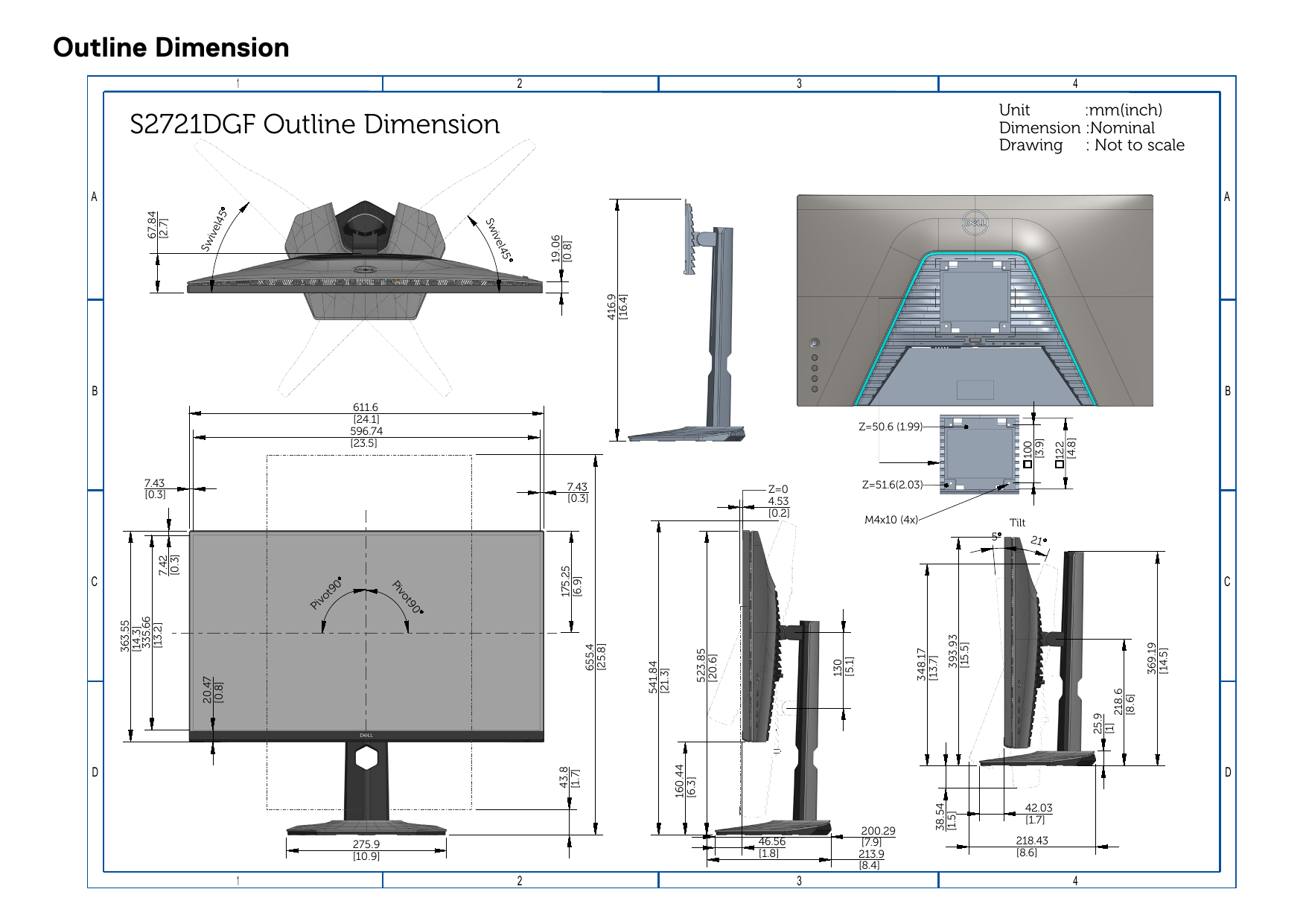 dell s2721dgf dimensions