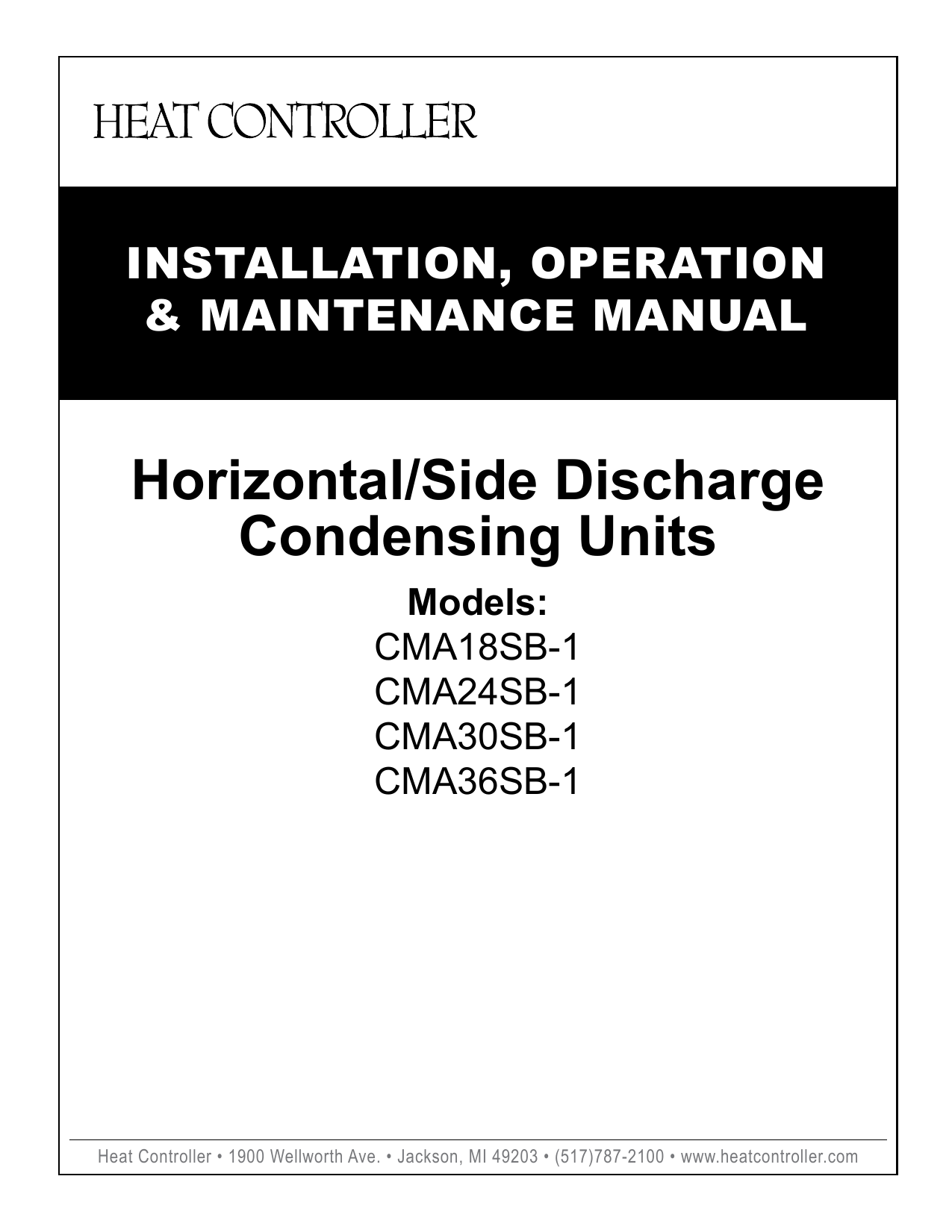 ComfortAire CMA24SB1 SIDE DISCHARGE AC CONDENSER Owner's Manual