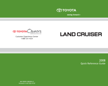 Toyota 2008 Land Cruiser Quick Reference Guide | Manualzz