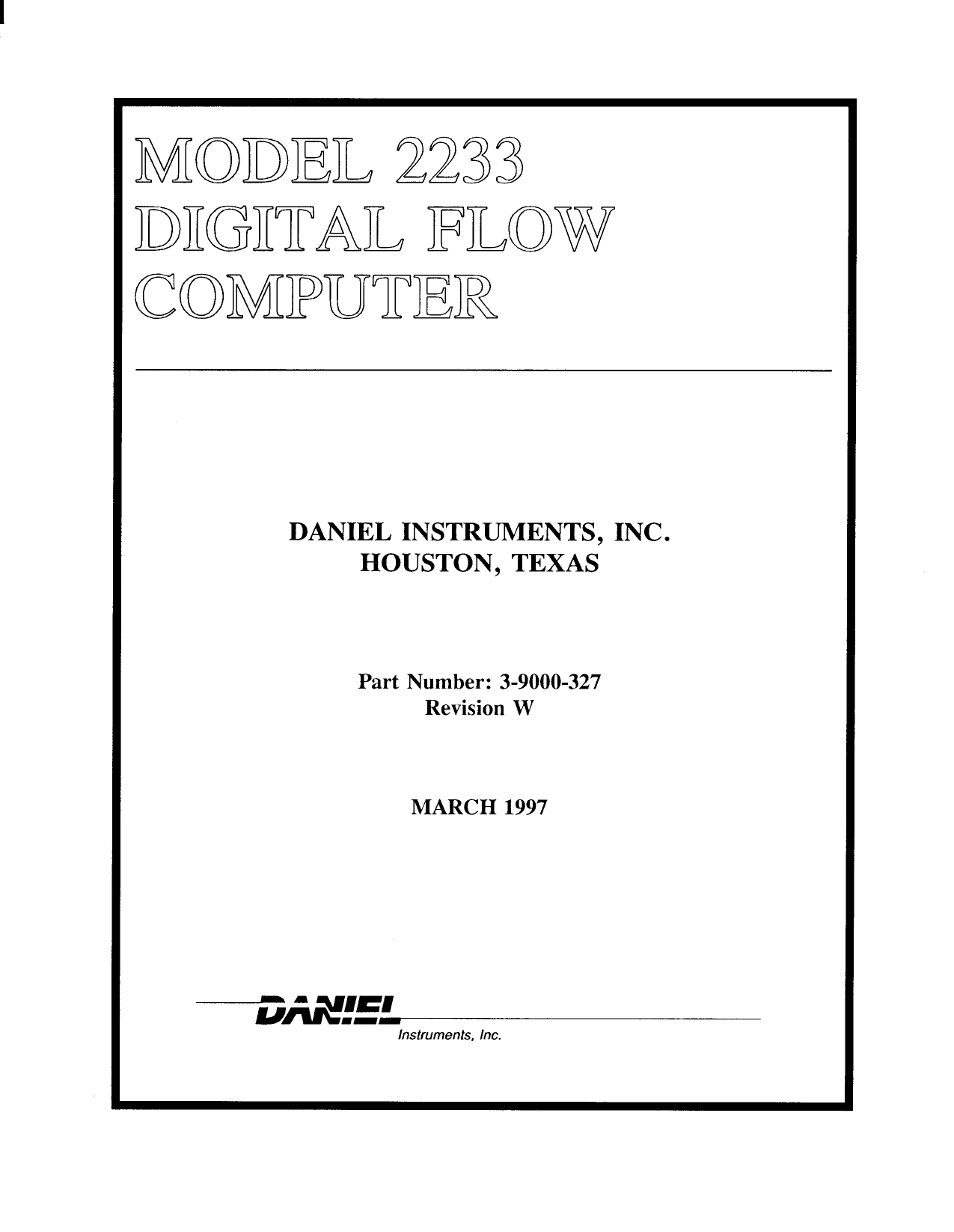 Daniel Model 2233 Digital Flow Computer Owner S Manual Manualzz