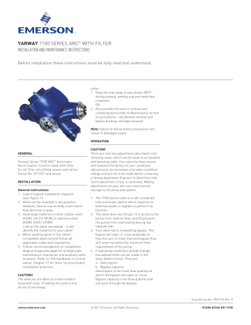 Yarway 7100 Series ARC® Owner's Manual | Manualzz