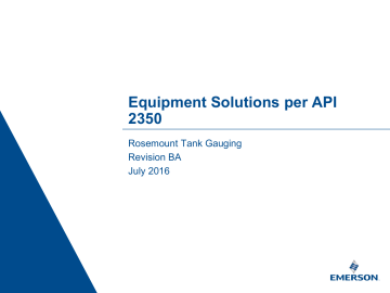 Rosemount Tank Gauging Equipment Solutions per API 2350 Owner's Manual