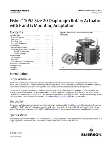 Fisher 1052 Size 20 Diaphragm Rotary Actuator, F and G Mounting Adaptation Instruction manual | Manualzz