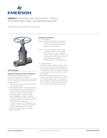 Sempell Pressure Seal Gate Valves - Style A Owner's Manual | Manualzz