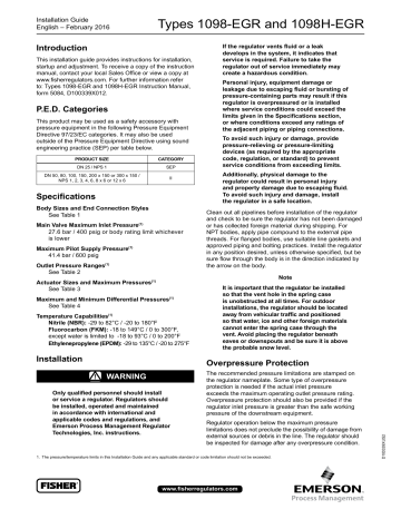 Fisher 1098-EGR, 1098H-EGR Installation Guide | Manualzz