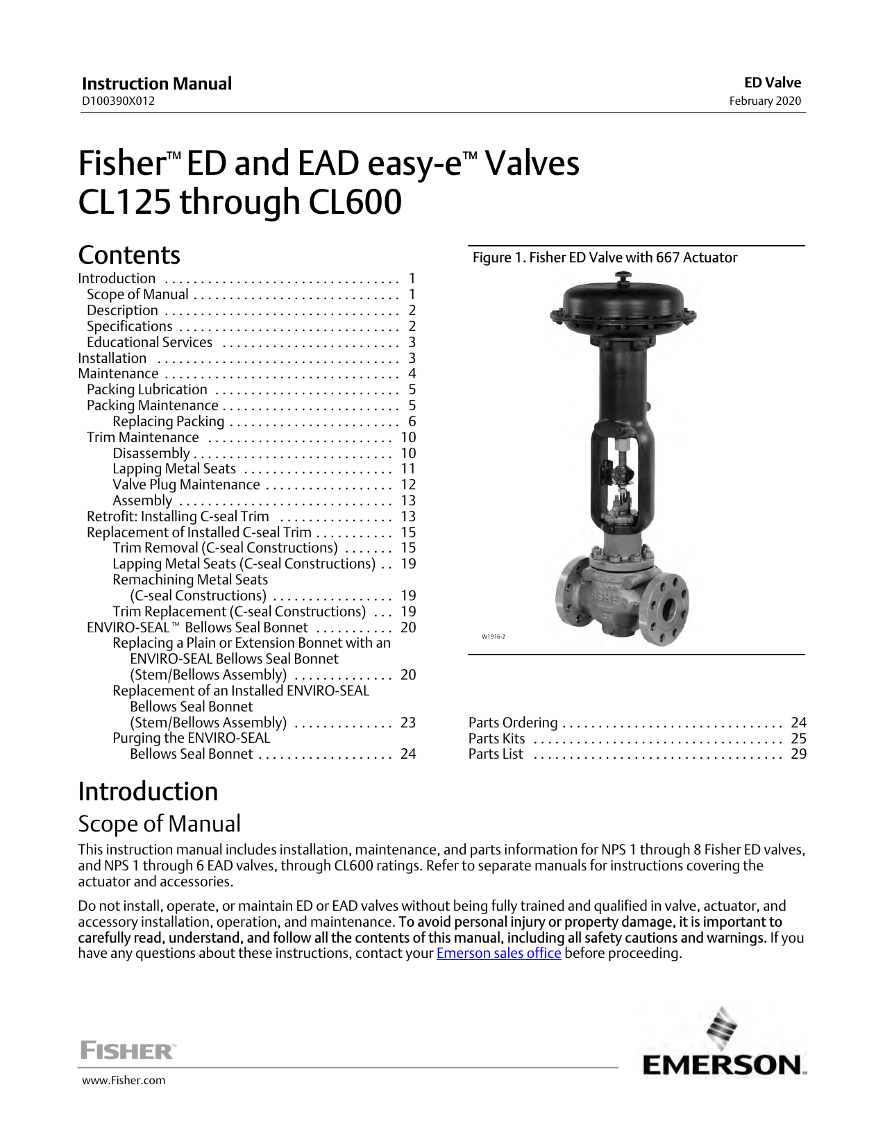 Fisher ED And EAD Easy-e Valves CL125 Through CL600 Owner's Manual ...