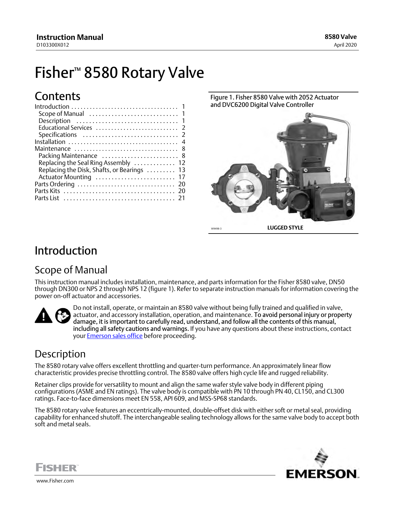 Fisher 8580 Rotary Valve Owner's manual | Manualzz