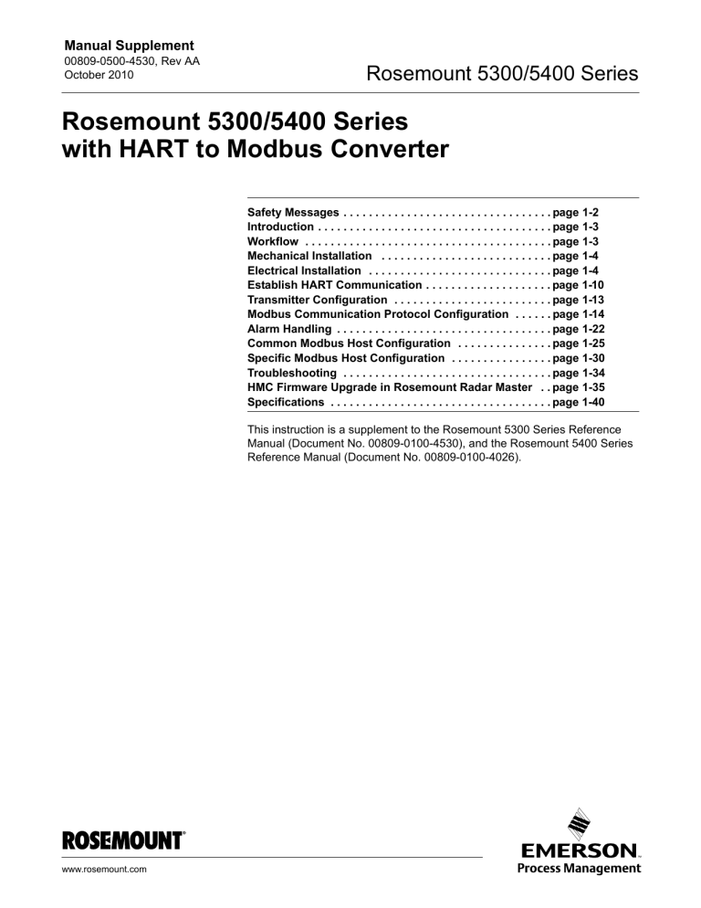 Rosemount 5300/5400 Series Owner's manual | Manualzz