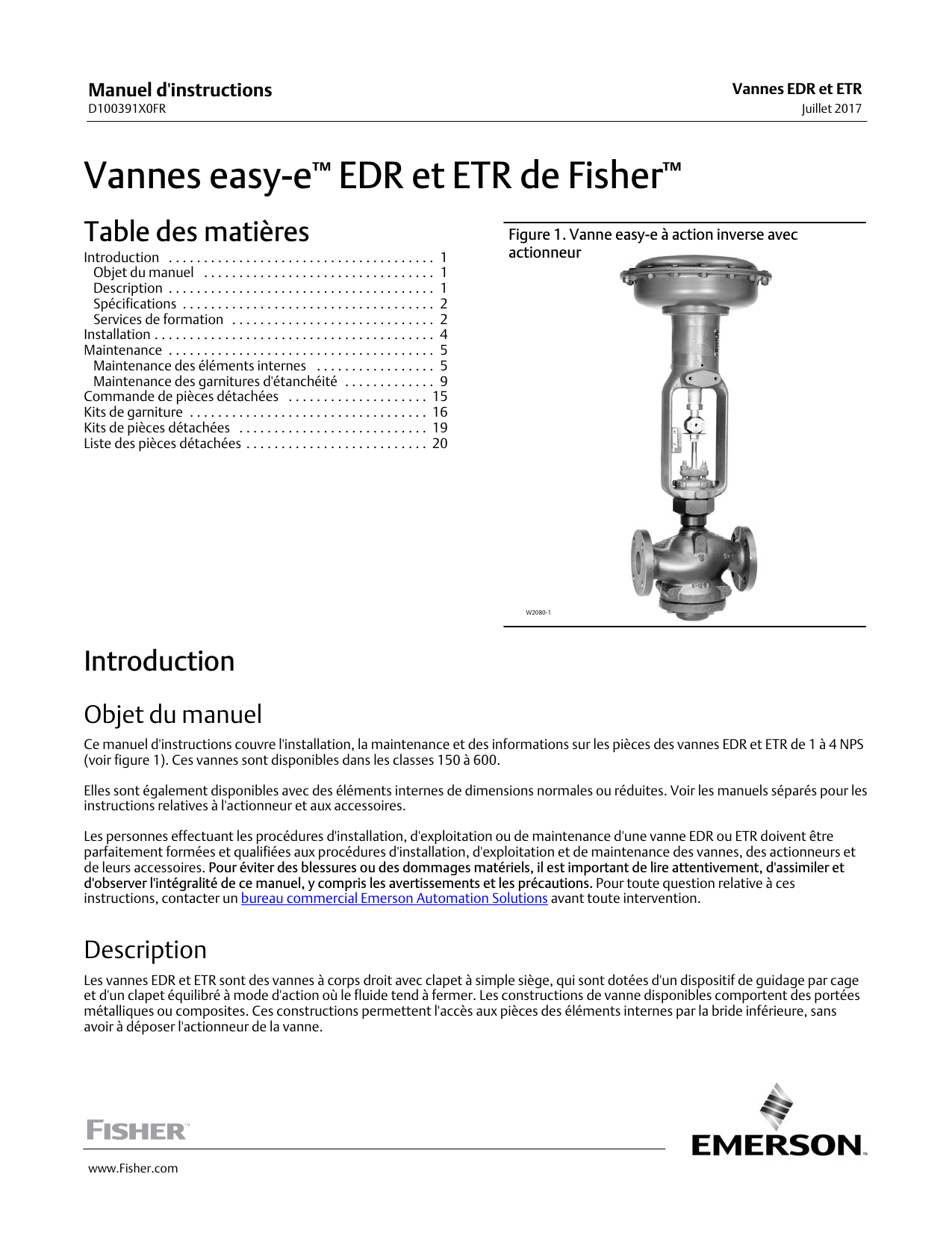 Fisher Vannes Easy-e EDR Et ETR De ( EDR And ETR Easy-e Valves) Le ...