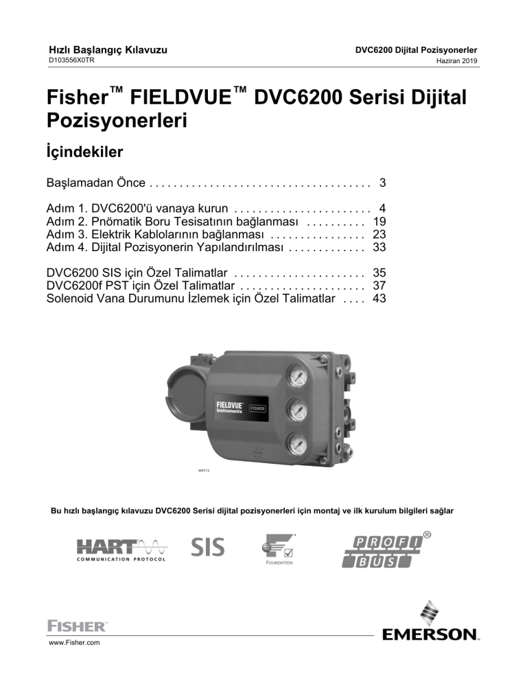 Fisher Fieldvue Dvc6200 Serisi Dijital Pozisyonerleri Dvc6200 Series Digital Valve Controllers Quick Start Guide Manualzz