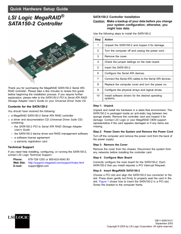 LSI MegaRAID SATA 150-2 Controller User Guide | Manualzz