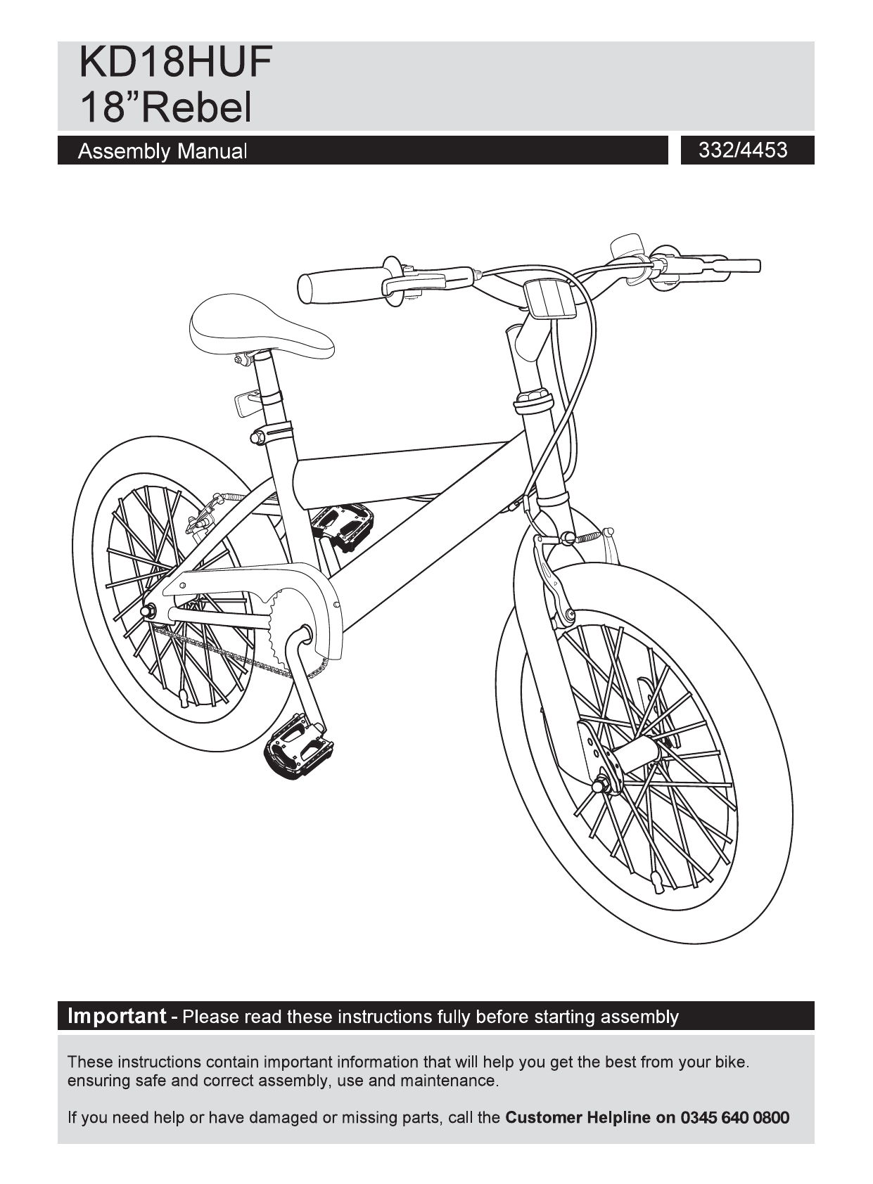 huffy frozen bike manual