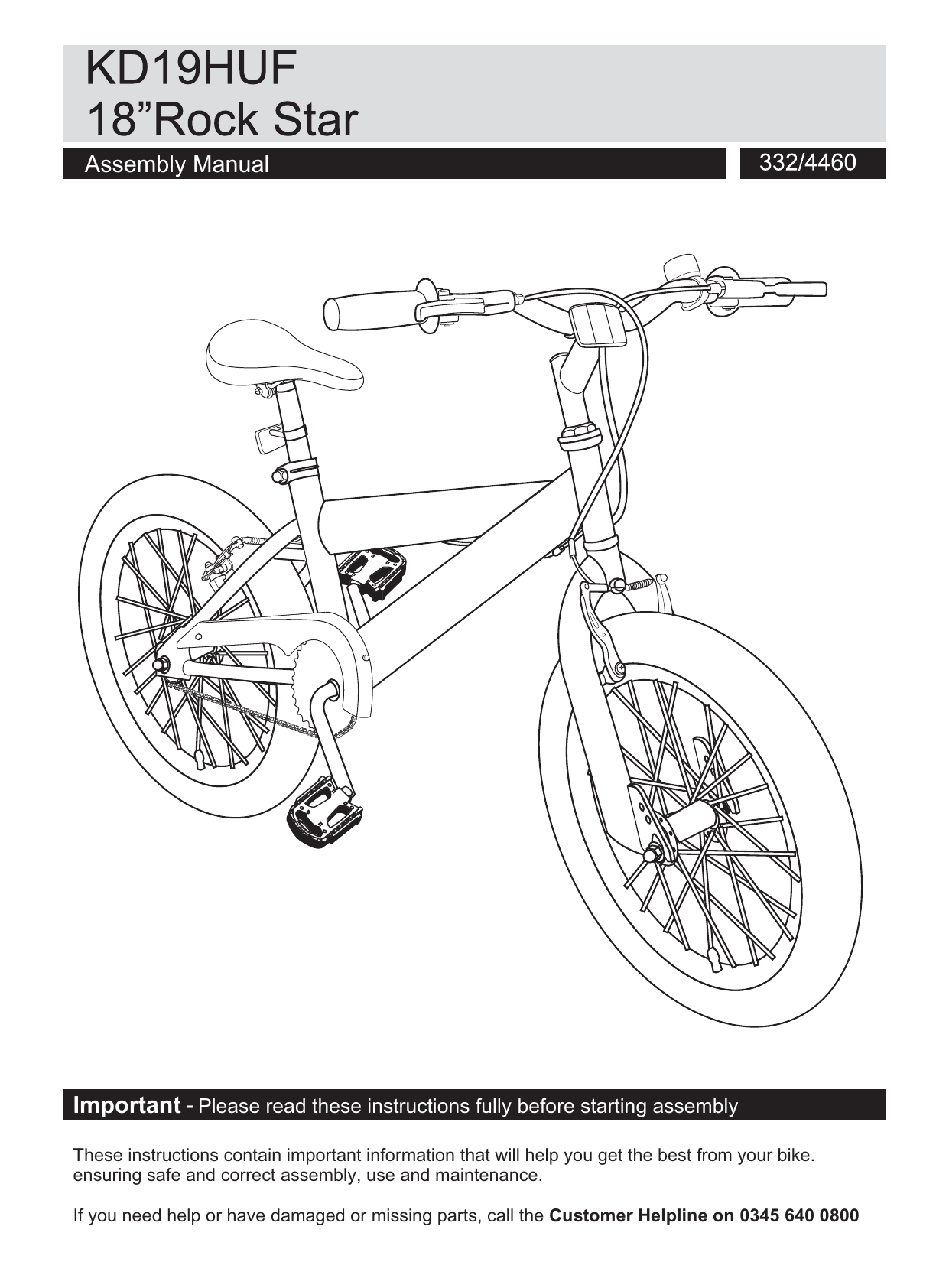 Huffy 18 Inch Kids Bike Instruction 