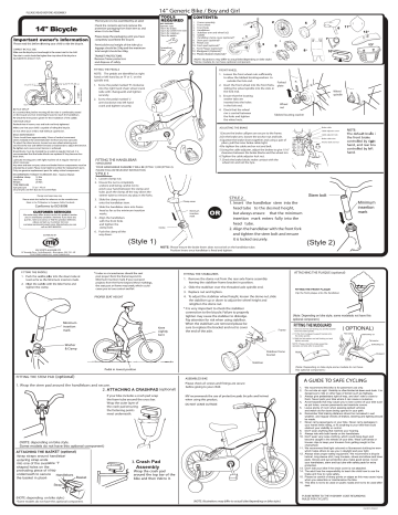 spider-man Marvel 14 inch Wheel Size Kids Bike Instruction Manual | Manualzz