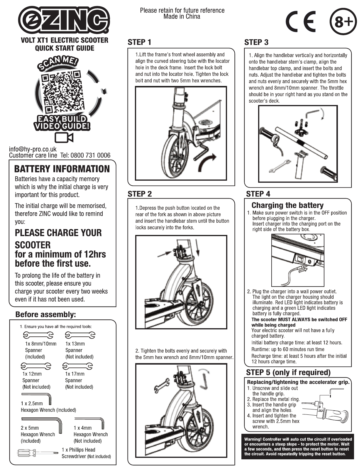Zinc VOLT XT1 ELECTRIC SCOOTER User manual Manualzz