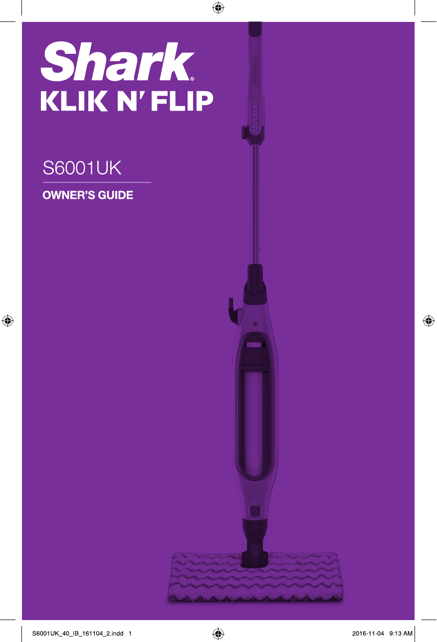 Shark Klik n' Flip S6001UK Pocket Steam Mop Instruction Manual Manualzz