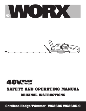 Worx 40v Cordless Hedge Trimmer Instruction Manual Manualzz