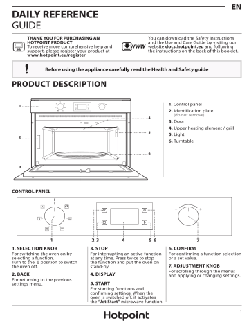 Hotpoint MD344IXH 1000W Microwave Instruction Manual | Manualzz