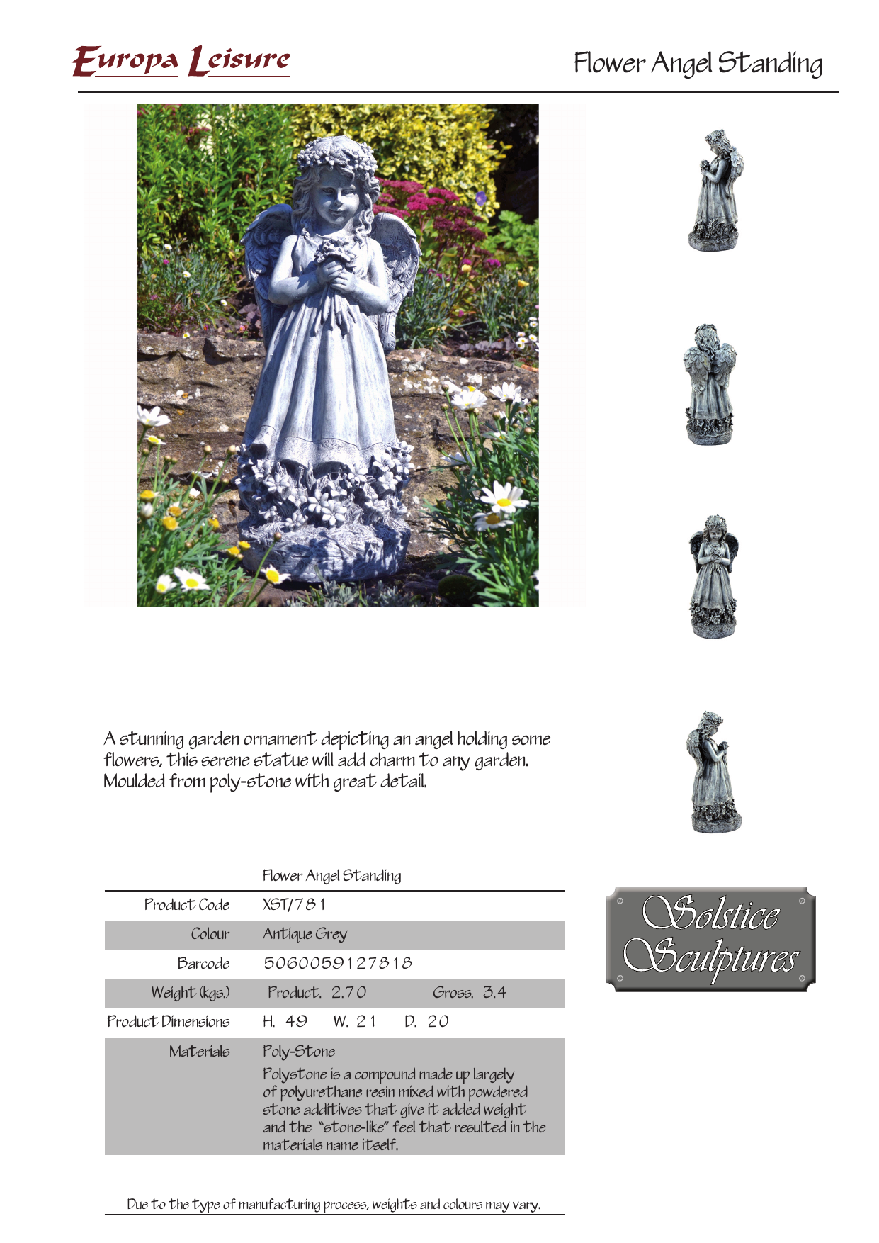 Solstice Sculptures Angel Reading Statue