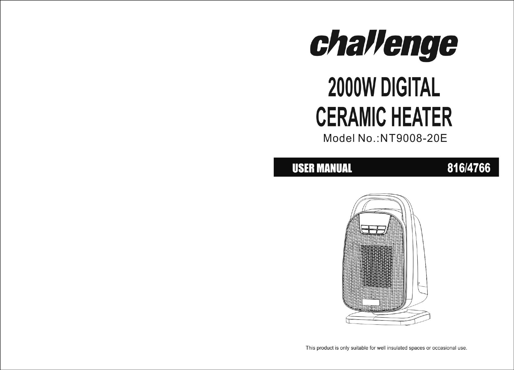 Challenge 2kw Upright Fan Heater Free 90 Day Guarantee
