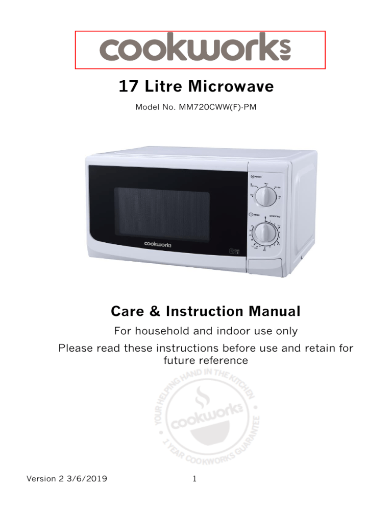 cookworks signature microwave oven user manual