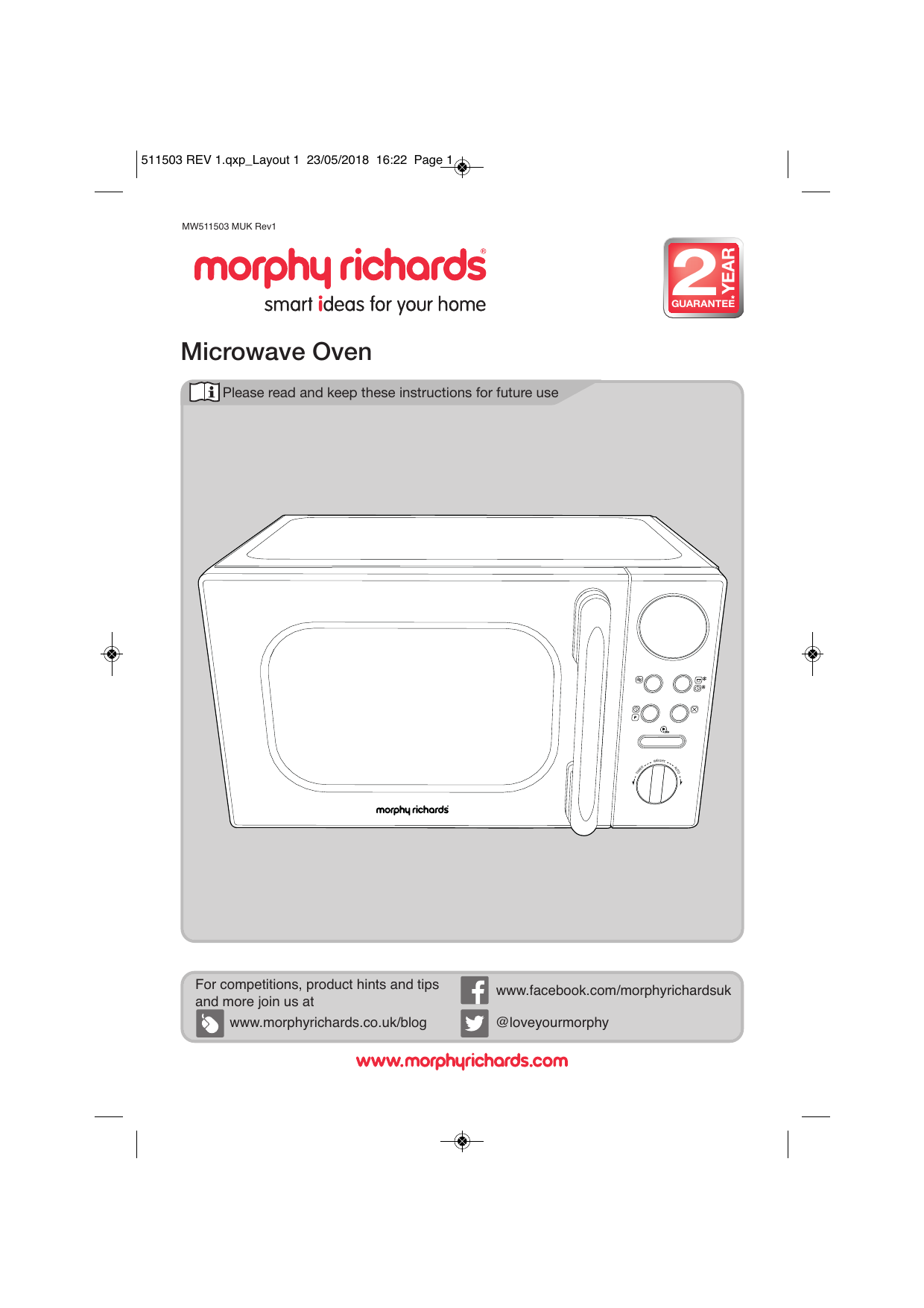 Morphy Richards 800W 23L Standard Microwave Red Perfection Whilst The Defrost 