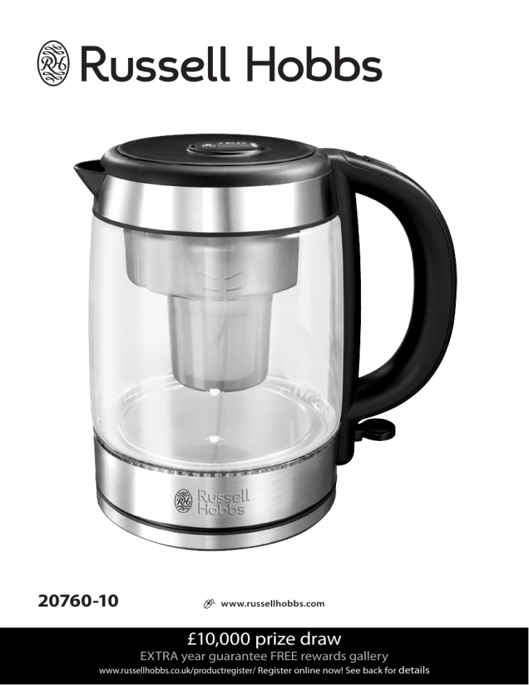 Russell Hobbs R HOBBS PURITY BRITA FIL KETTLE GLASS SS, 2076010 Brita Purity Filter Kettle User