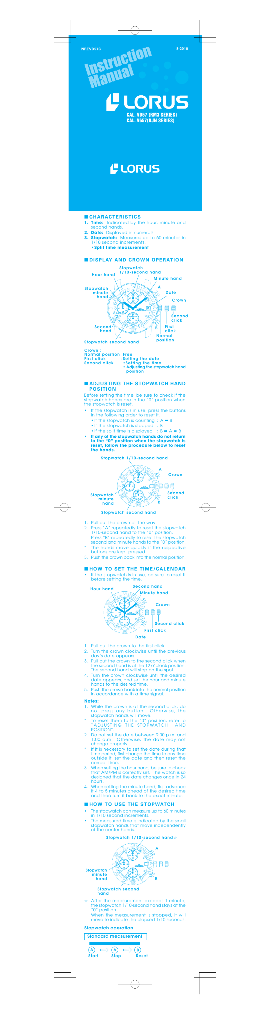 lorus chronograph 100m instructions