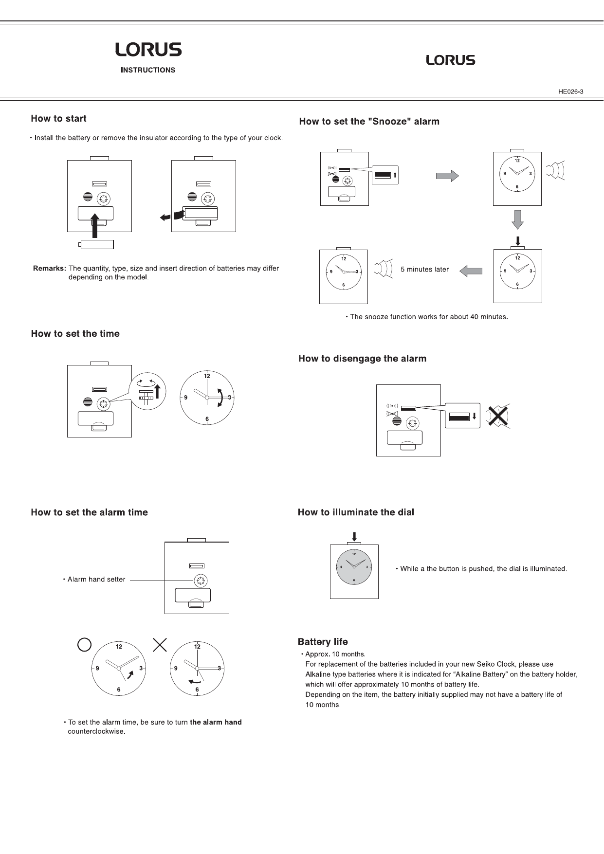 lorus watch instructions