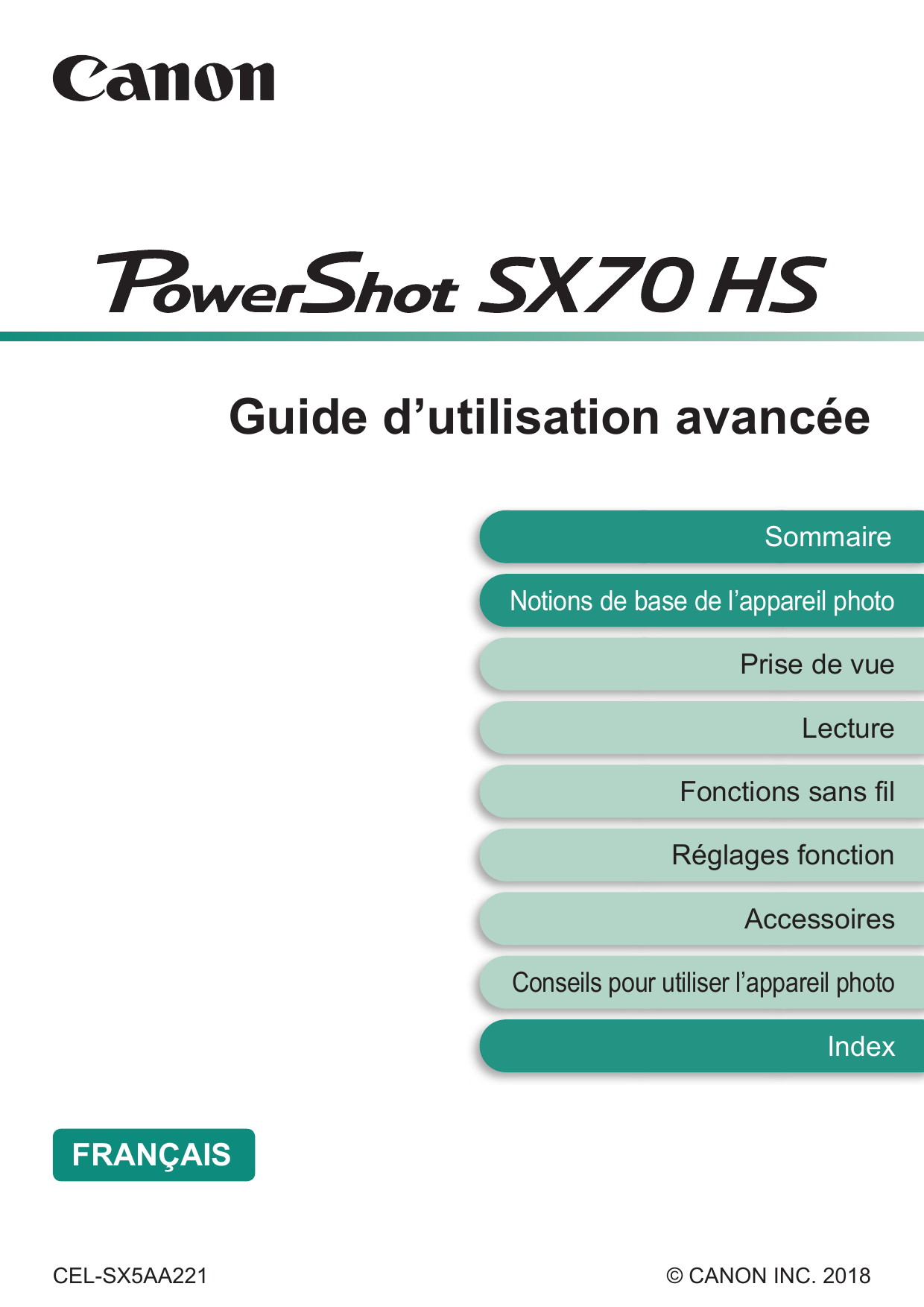 Canon PowerShot SX70 HS Manuel utilisateur Manualzz