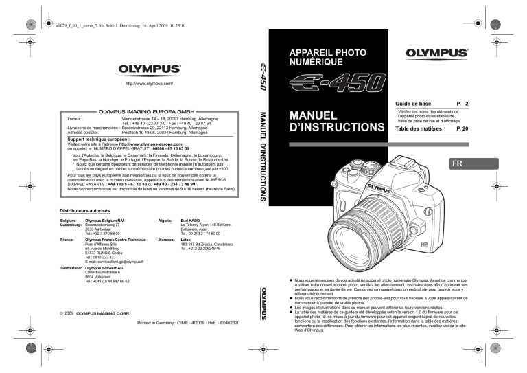 Olympus E-450 Operating Instructions | Manualzz