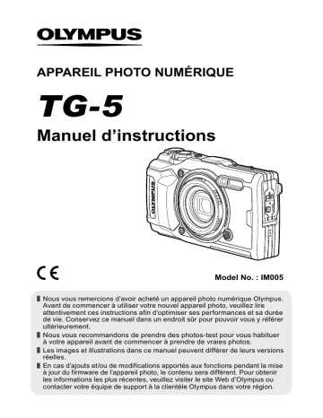 Olympus TG5 Mode d'emploi | Manualzz