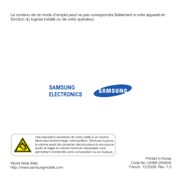 Samsung GT-B7610 vodafone Mode d'emploi | Manualzz