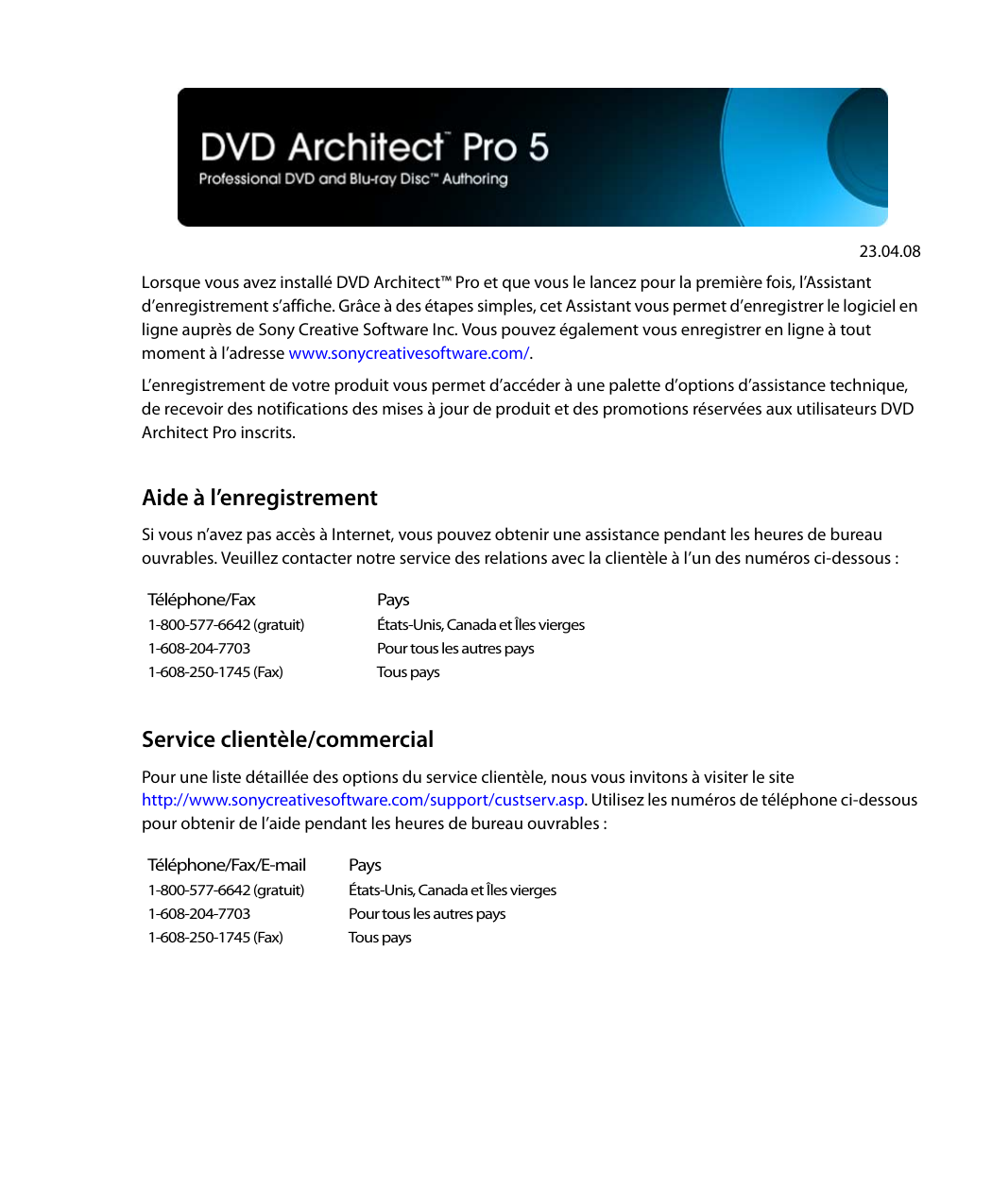 Sony DVD Architect Pro 5.0 Mode d'emploi | Manualzz