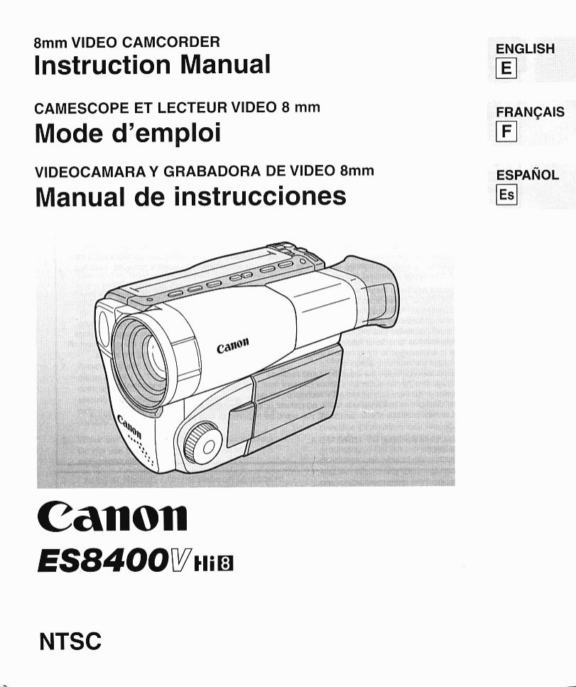 Canon ES8400V video camera Instruction Manual Manualzz