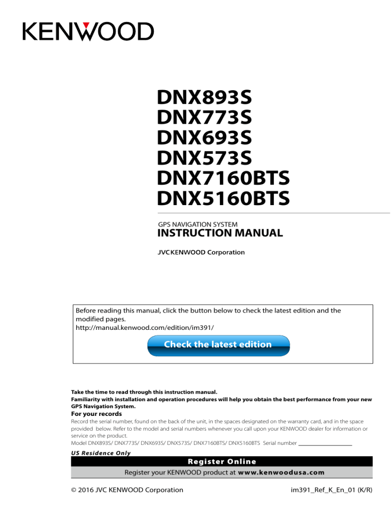 Kenwood Dnx 573 S Dnx 893 S Dnx 693 S Dnx 5160 Bts Dnx 7160 Bts Dnx 773 S Operating Instructions Manualzz