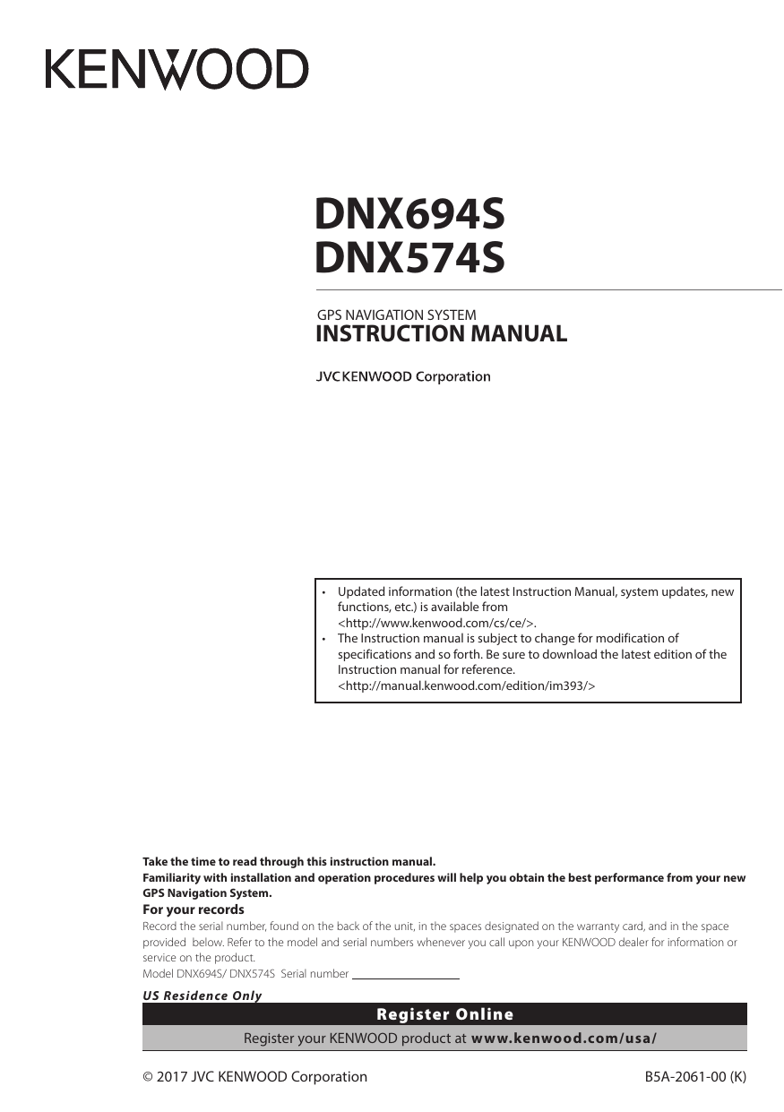 Kenwood Dnx 574 S Dnx 694 S Operating Instructions Manualzz