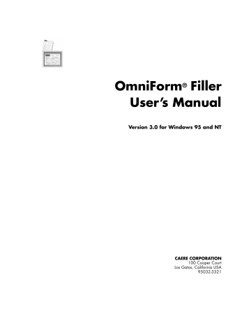 Nuance OmniForm Filler 3.0 Windows 95 NT Manual | Manualzz