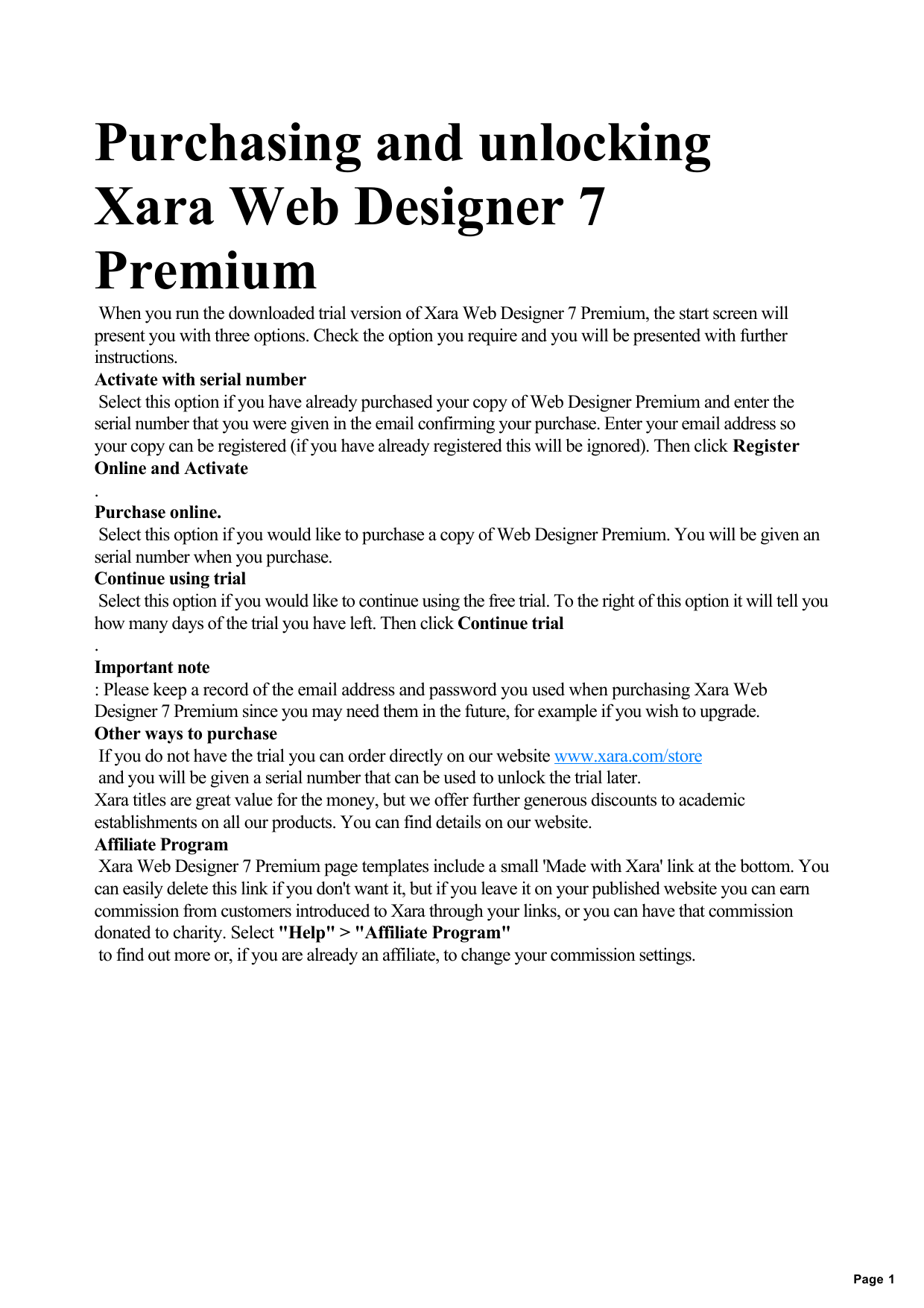 xara web designer sitemap