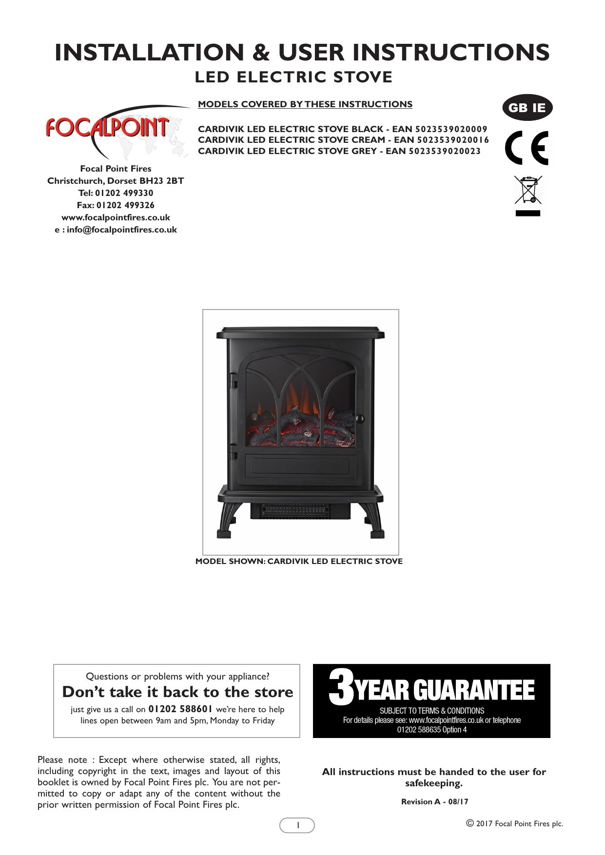 Focal Point Cardivik LED Electric Stove User Manual | Manualzz
