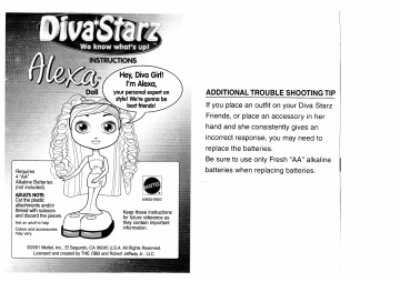 Mattel Diva Starz Alexa Doll Instruction Sheet Manualzz mattel-diva-starz-alexa-doll-instruction-sheet-manualzz