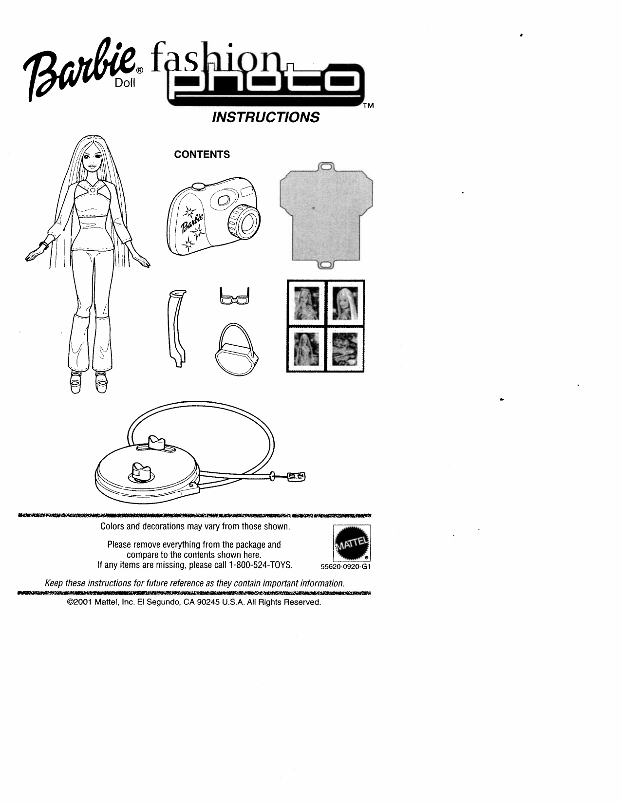 Mattel Fashion Photo Barbie Doll Instruction Sheet Manualzz