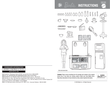 Barbie R5688 I Can Be… TV Chef Playset Instructions | Manualzz