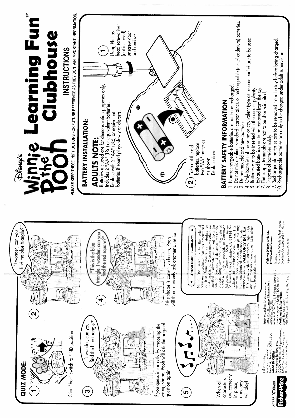 Mattel Learning Fun Clubhouse User Manual Manualzz