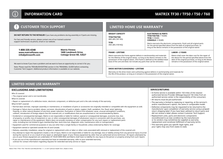 Matrix TF50 xir, TF30 xir Owner's manual | Manualzz