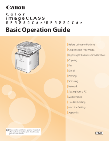 Canon Color imageCLASS MF9280Cdn Basic Operation Guide | Manualzz