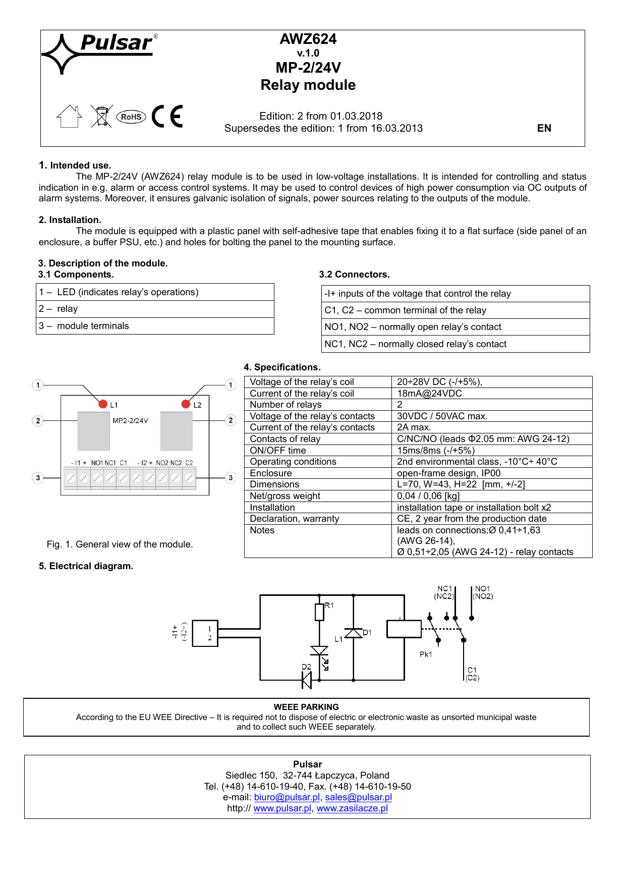 Pulsar Awz624 Operating Instructions Manualzz