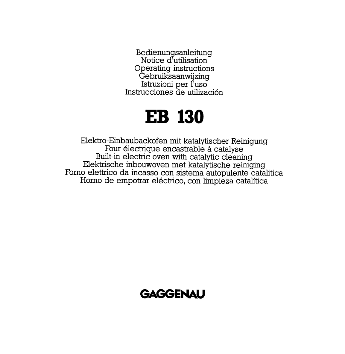 Gaggenau EB130910 Four Owner Manual | Manualzz